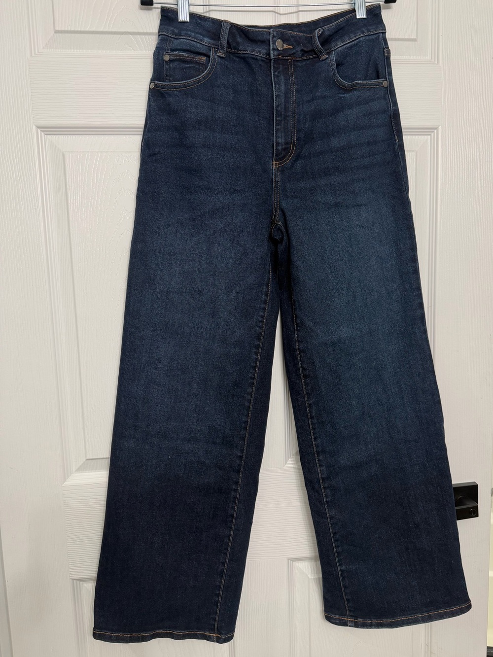 Well Worn Dark Blue Wide-Leg High-Rise Jeans